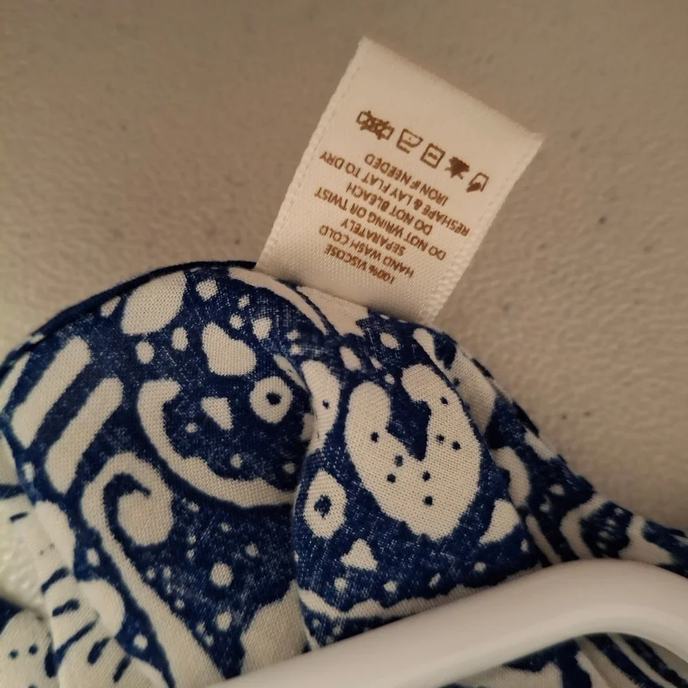 Blue White Floral Tassel Kimono Open Front‎ Lightweight Bohemian One Size